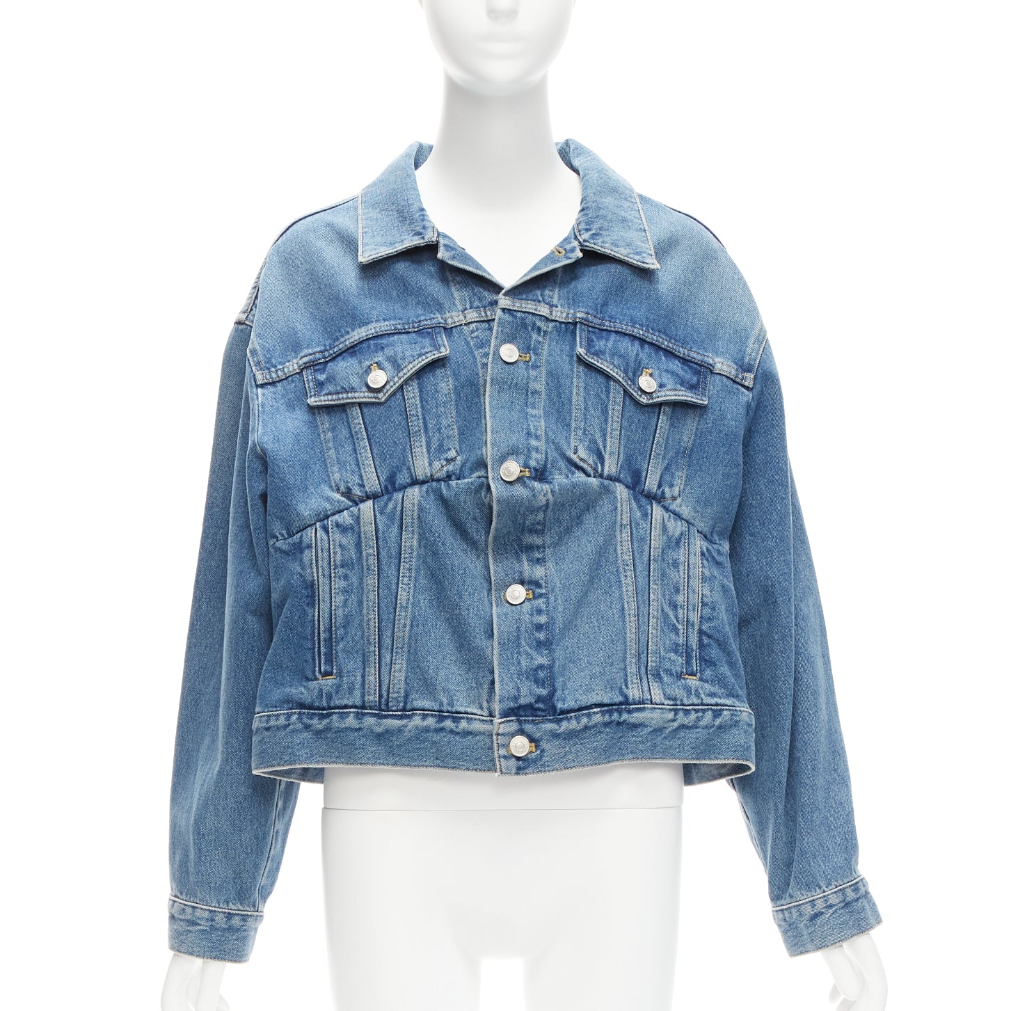 Balenciaga Blue Cropped Denim Jacket - Image 6
