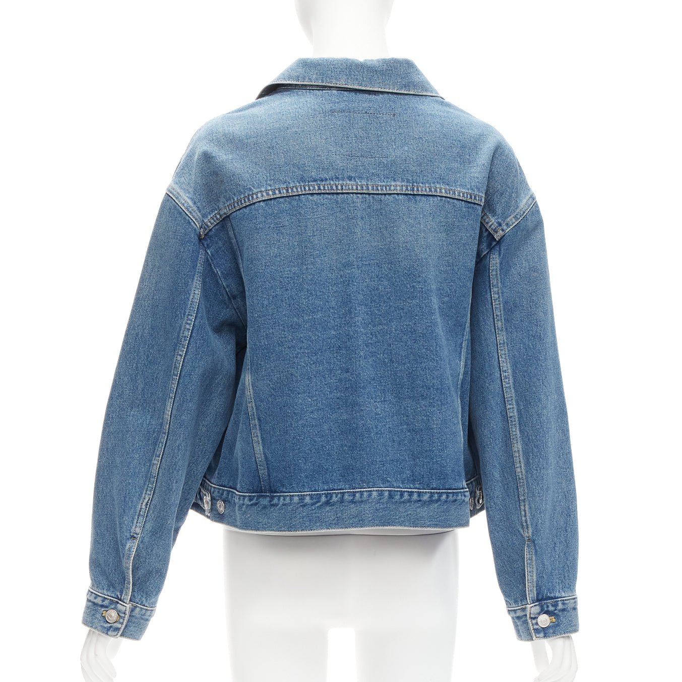 Balenciaga Blue Cropped Denim Jacket - Detail 1