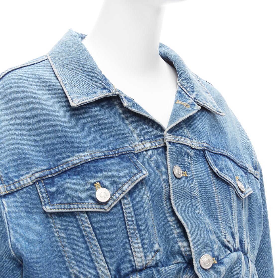 Balenciaga Blue Cropped Denim Jacket - Image 10