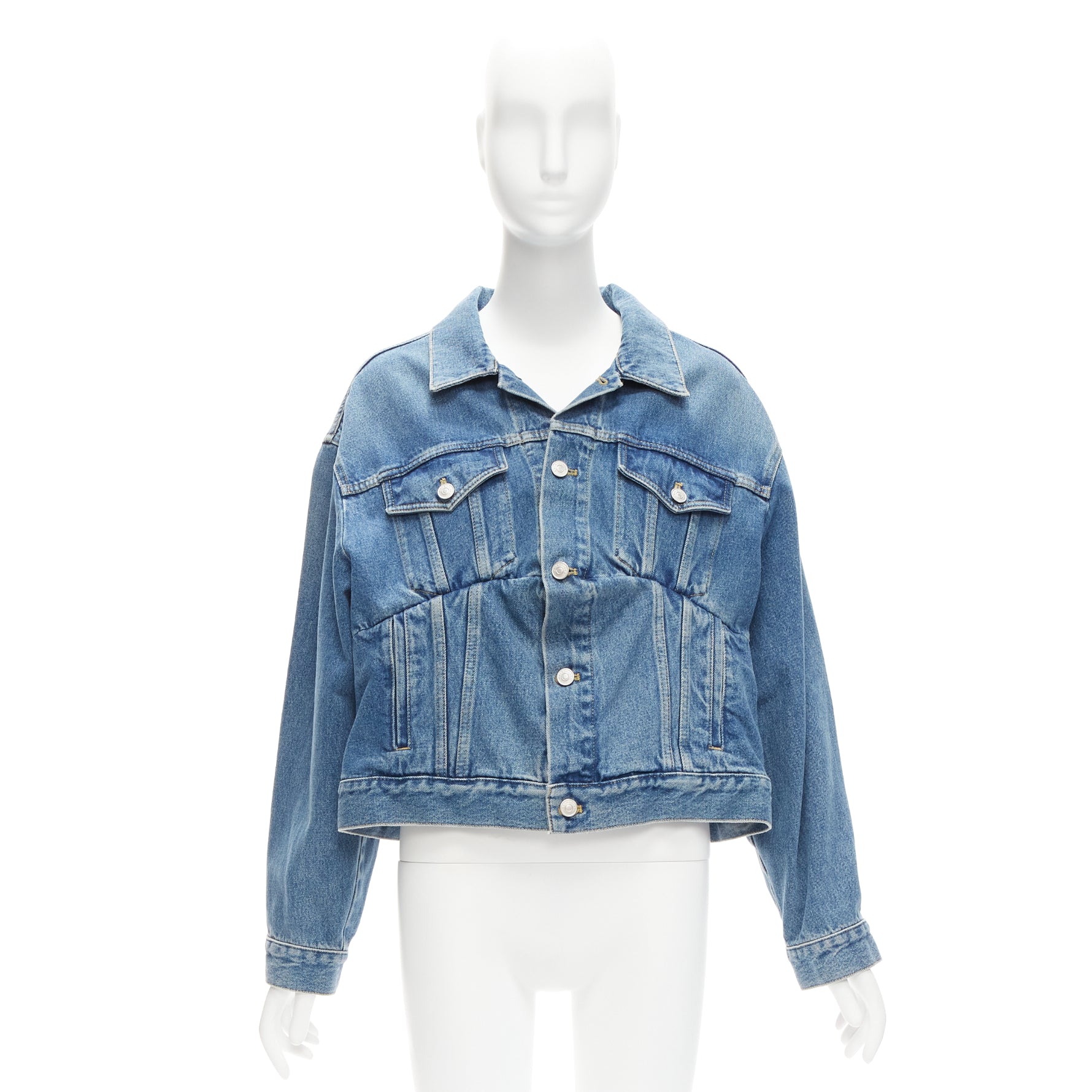 Balenciaga Blue Cropped Denim Jacket - Image 12