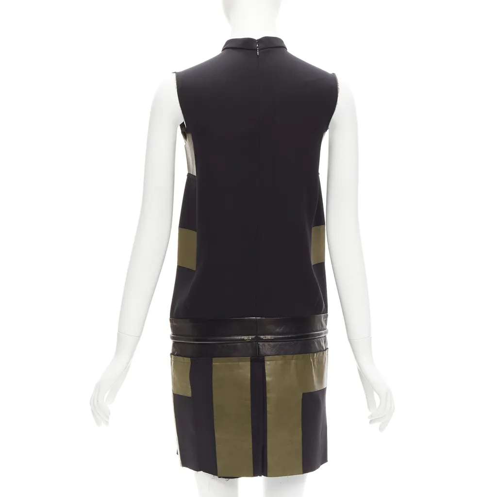 Celine Panel Gold Belt Dress Khaki Leather Fair - Box View