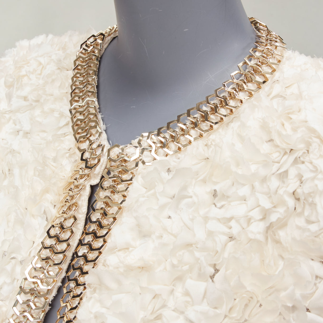 Givenchy Cream Ruffle Chain Jacket - Back view