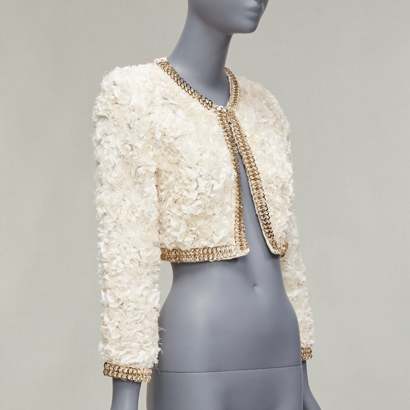 Givenchy Cream Ruffle Chain Jacket - Image 6