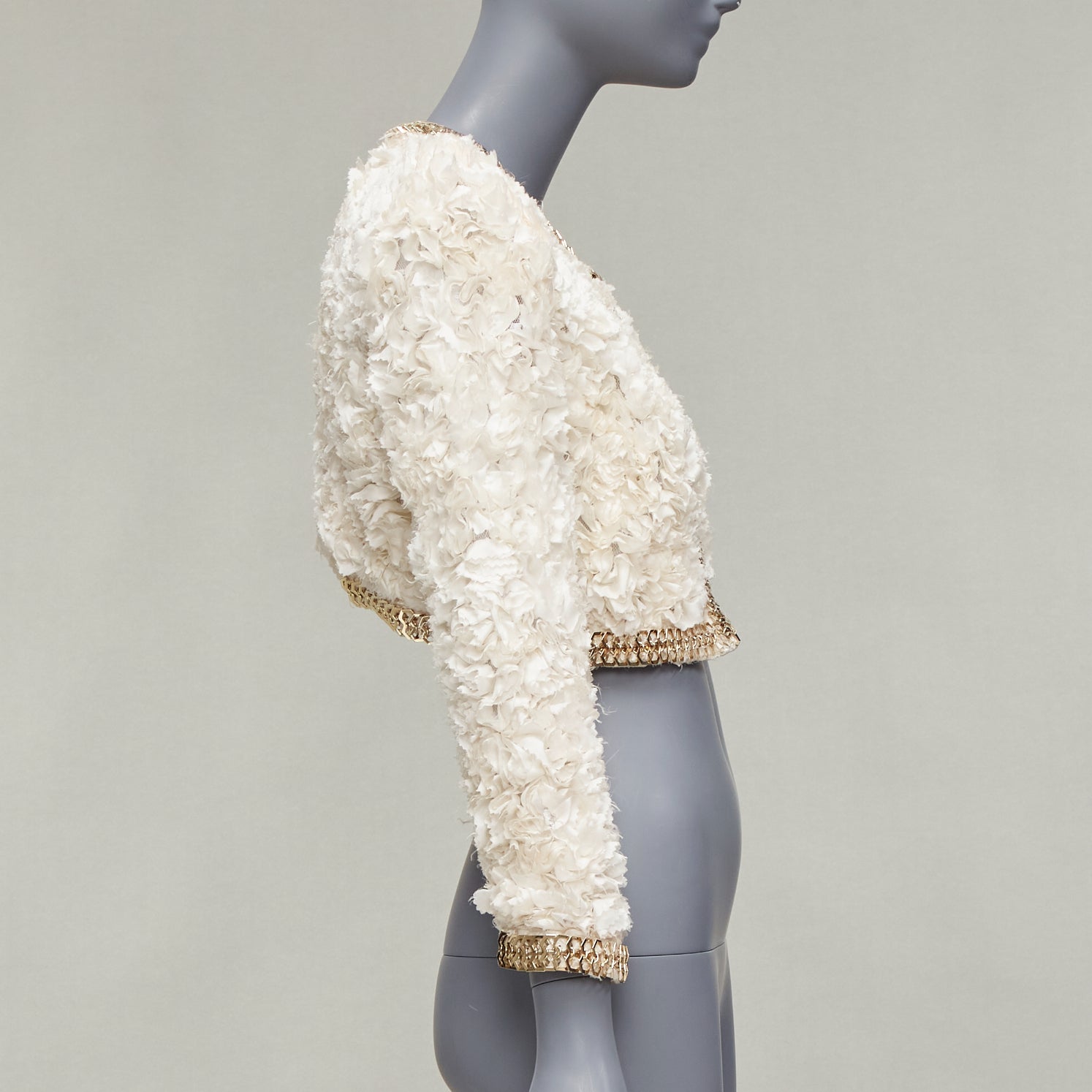Givenchy Cream Ruffle Chain Jacket - 4