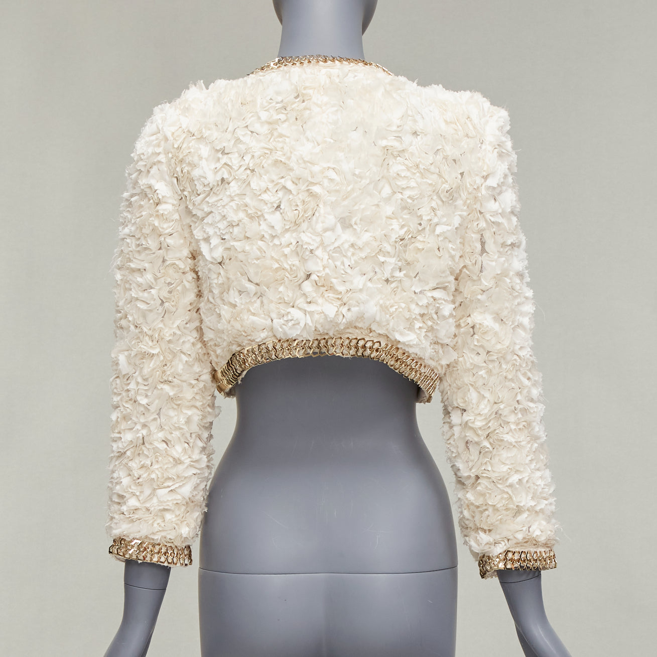 Givenchy Cream Ruffle Chain Jacket - Side view