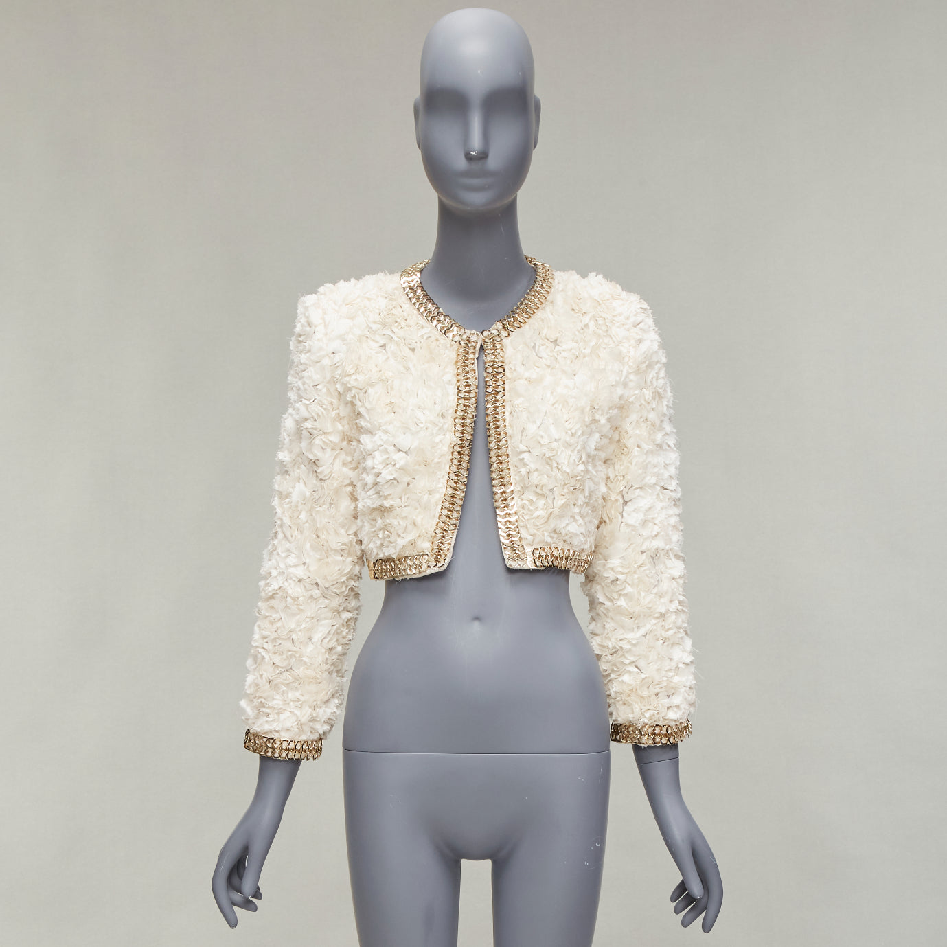 Givenchy Cream Ruffle Chain Jacket - Image 11