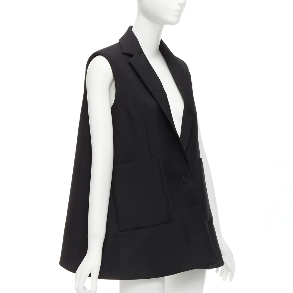 Balenciaga Black Bell Vest Blazer Black Wool Never worn - Front View