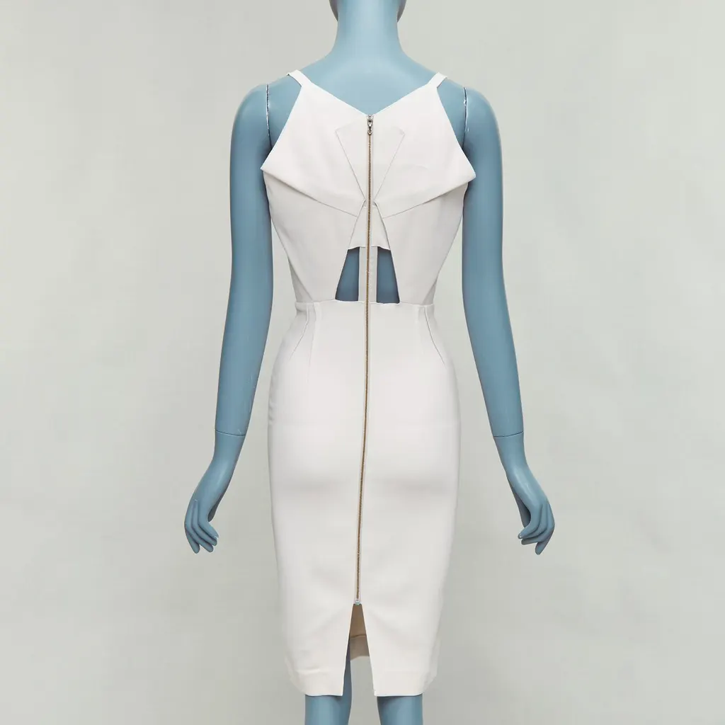 Roland Mouret Origami Pleat Dress Beige Good - Back View