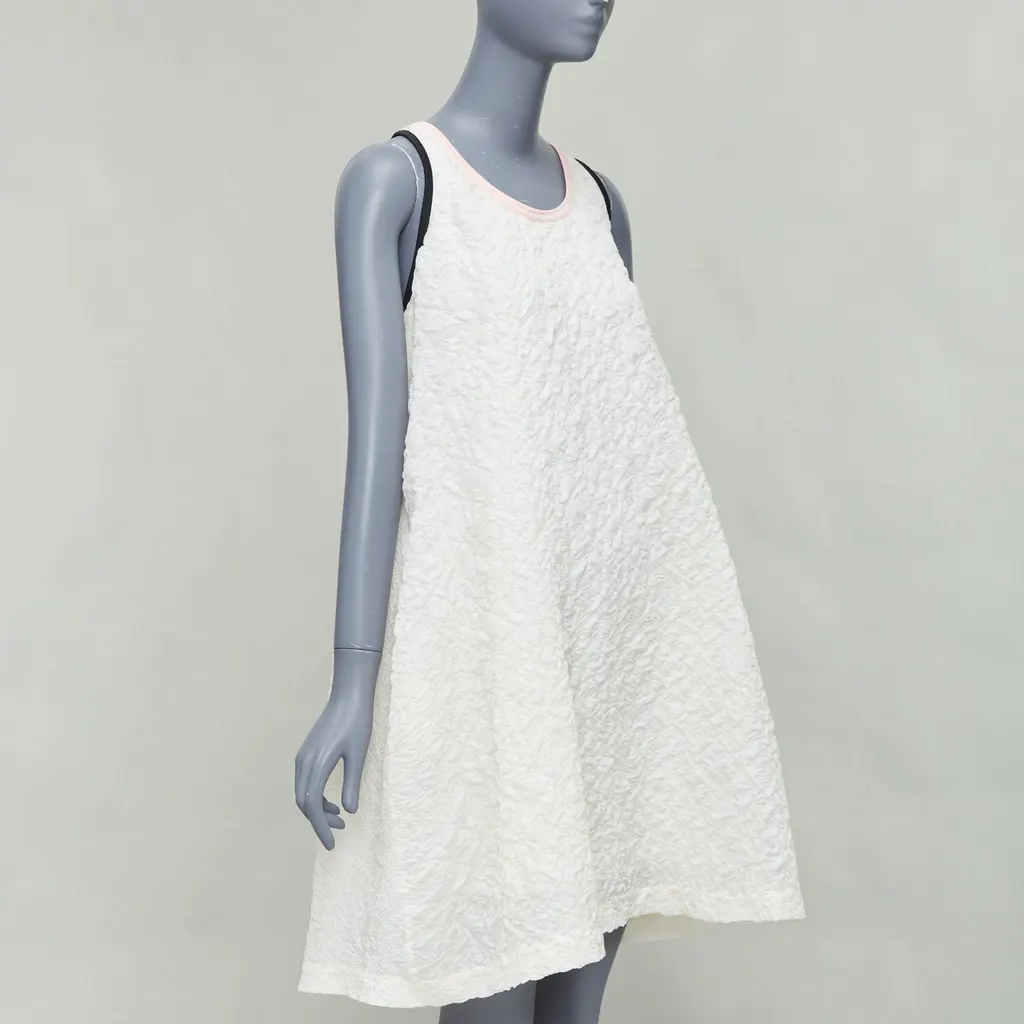 Fendi Cloque Babydoll Dress Ecru Silk Never worn - Inside View