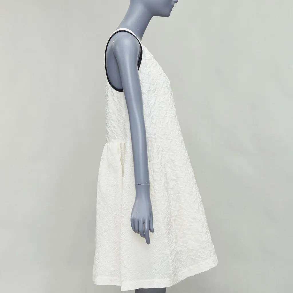 Fendi Cloque Babydoll Dress Ecru Silk Never worn - Model View