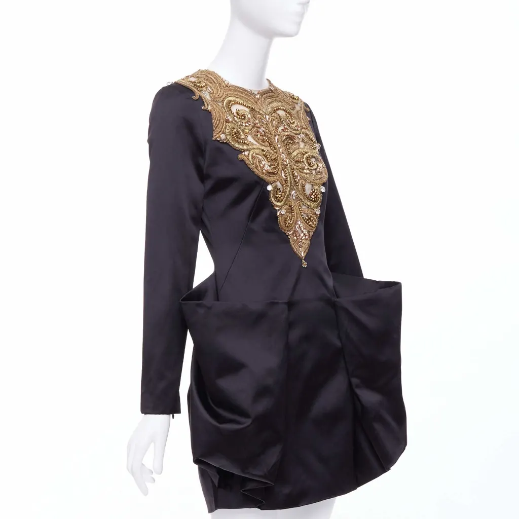 Alexander McQueen Bead Structural Dress Black Silk Very good - Inside View