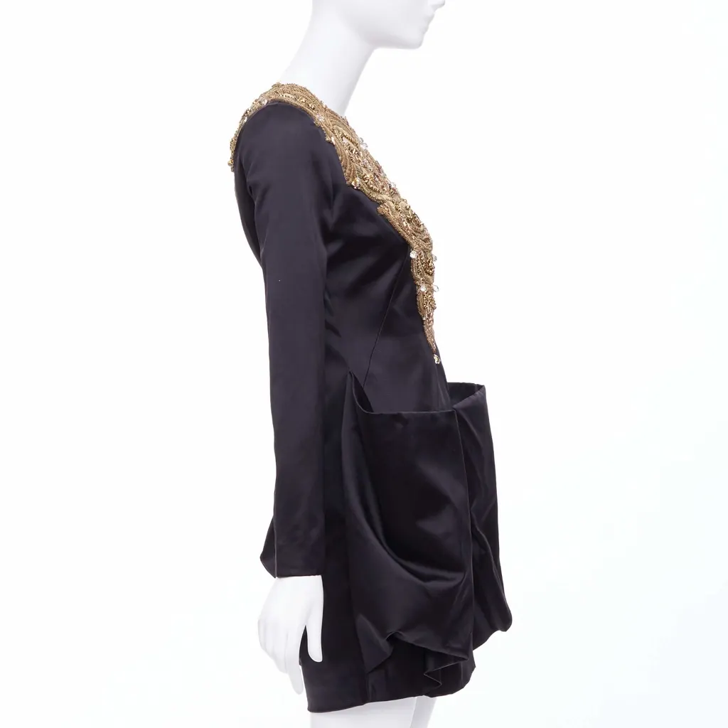 Alexander McQueen Bead Structural Dress Black Silk Very good - Model View