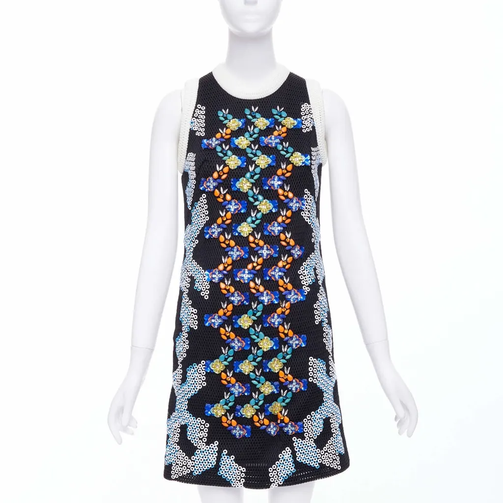 Peter Pilotto Mesh Mini Dress Black Silk Never worn - Front View