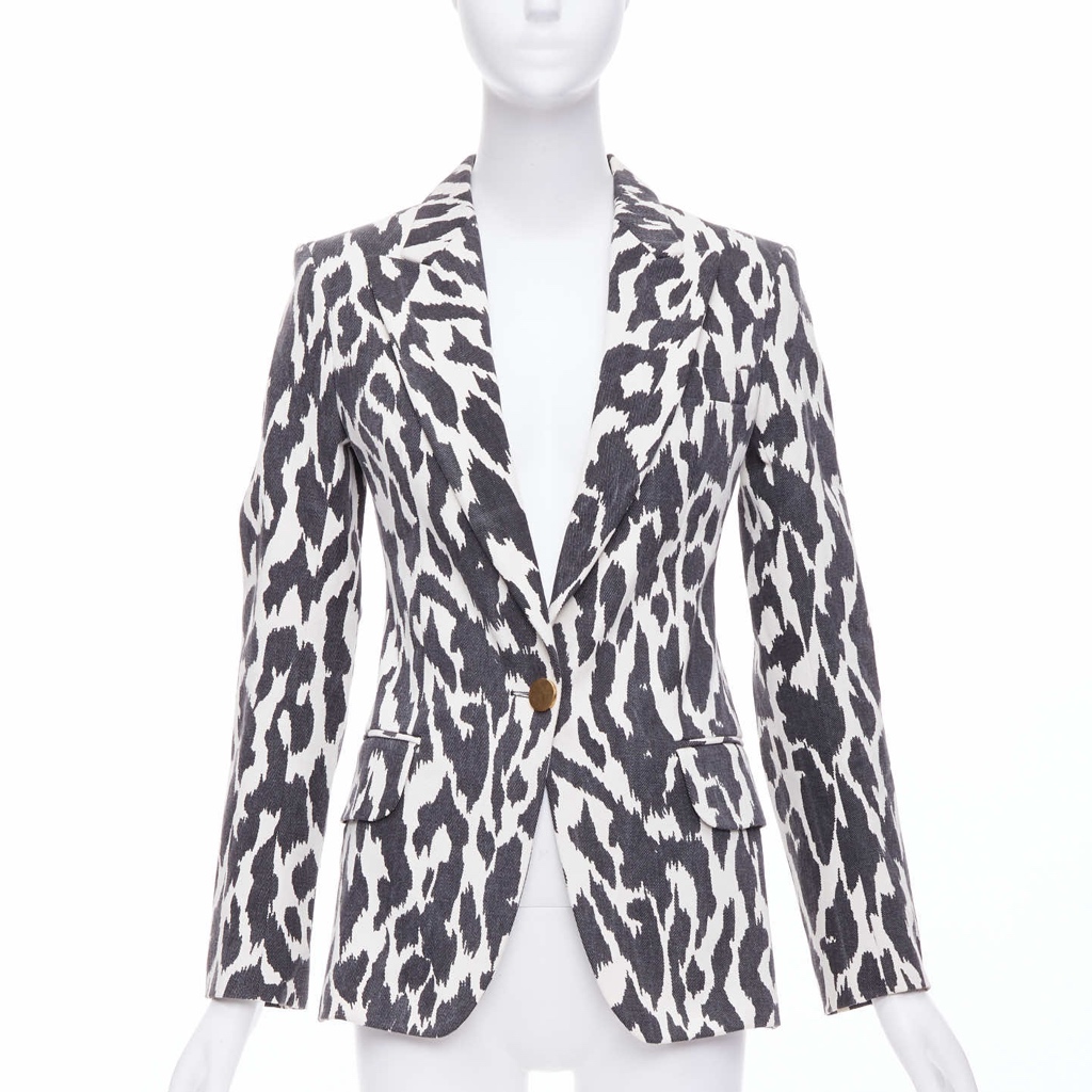 Celine Cream Animal Print Blazer
