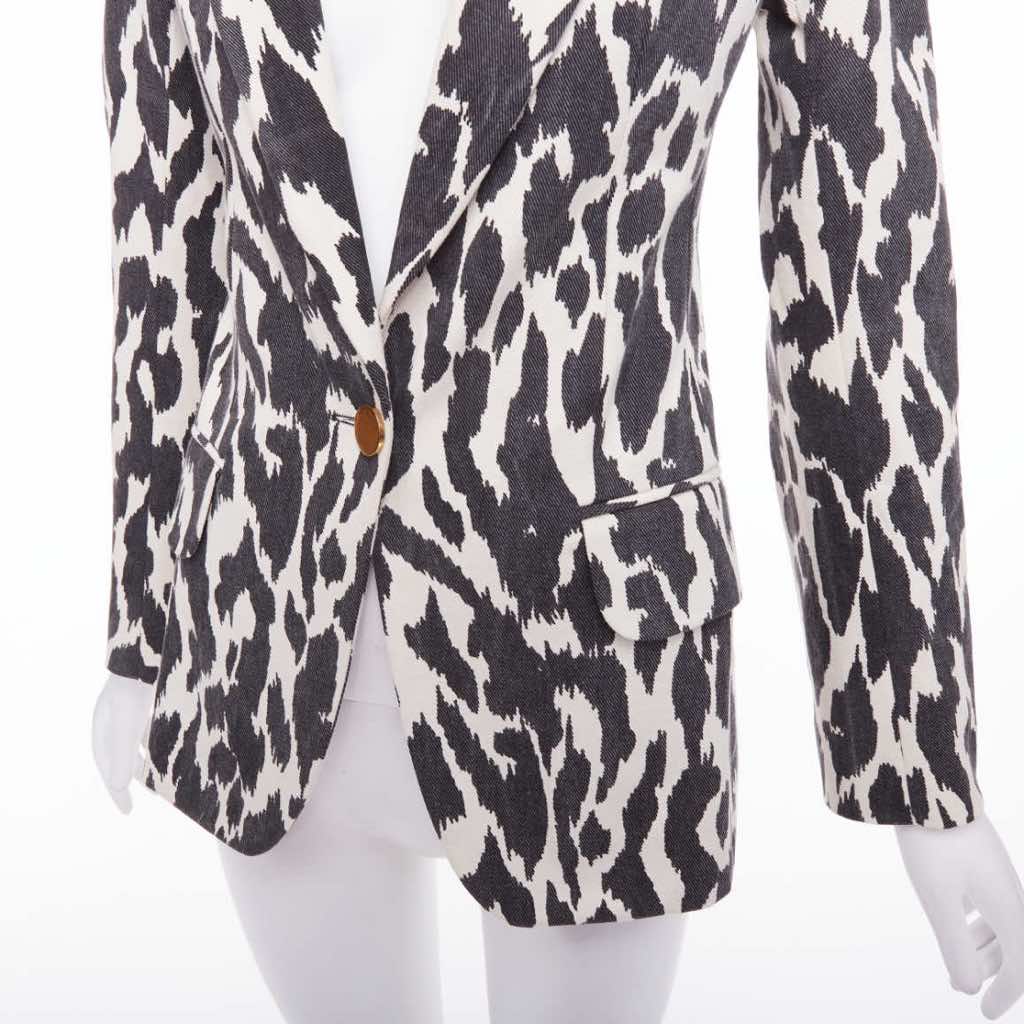 Celine Cream Animal Print Blazer - Back view