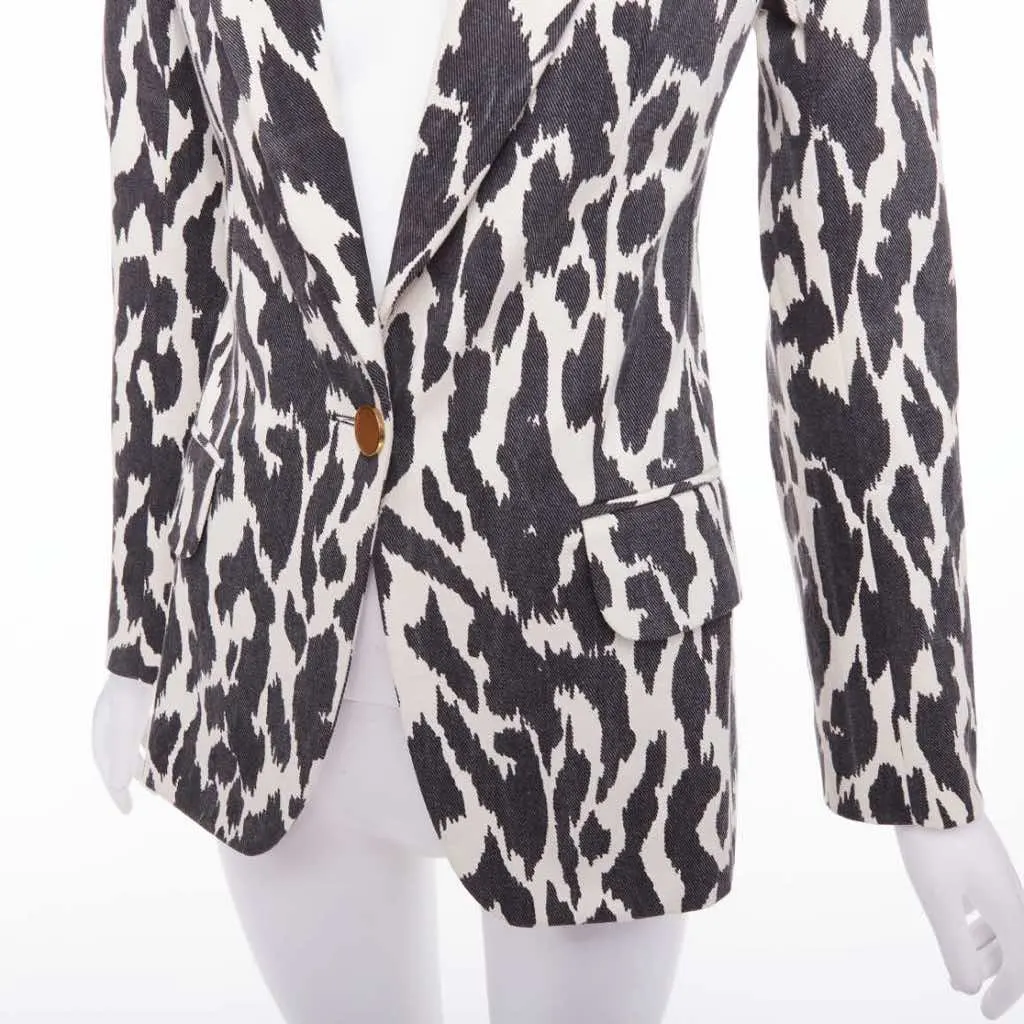 Celine Cream Animal Print Blazer Black Cotton Very good - Back View