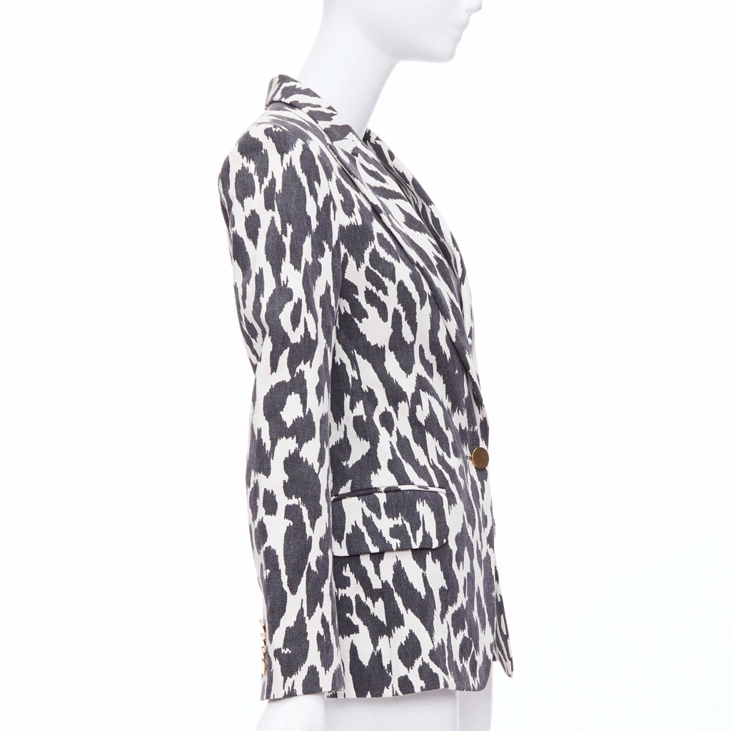 Celine Cream Animal Print Blazer - Side view