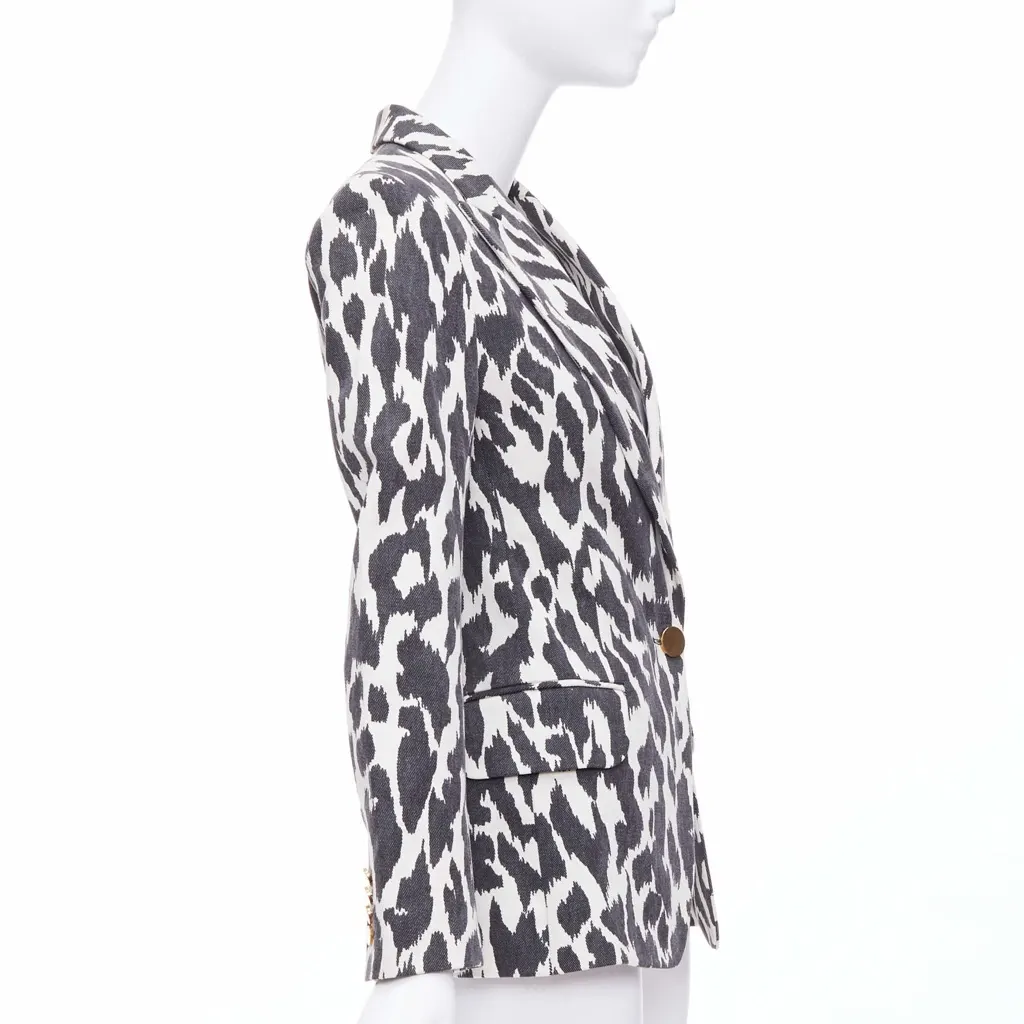 Celine Cream Animal Print Blazer Black Cotton Very good - Box View