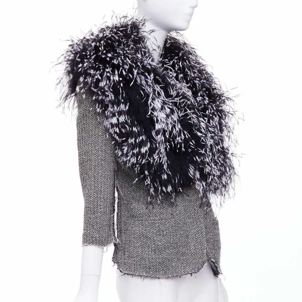 Libertine Black Feather Tweed Jacket Black Fur Very good - Inside View