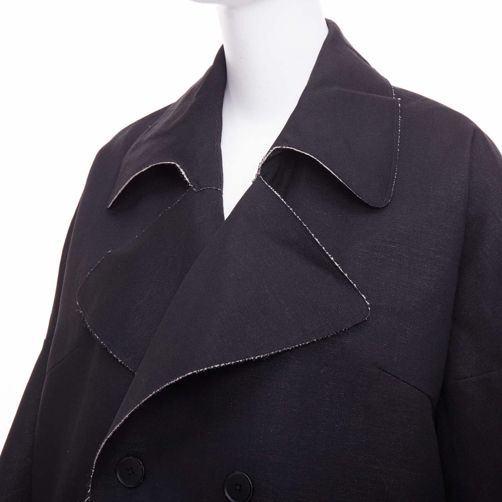 Marni Black Frayed Long Coat - Back view