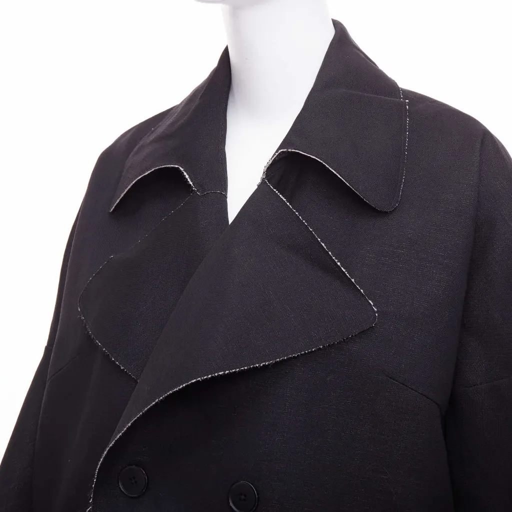 Marni Black Frayed Long Coat Black Wool Never worn - Back View