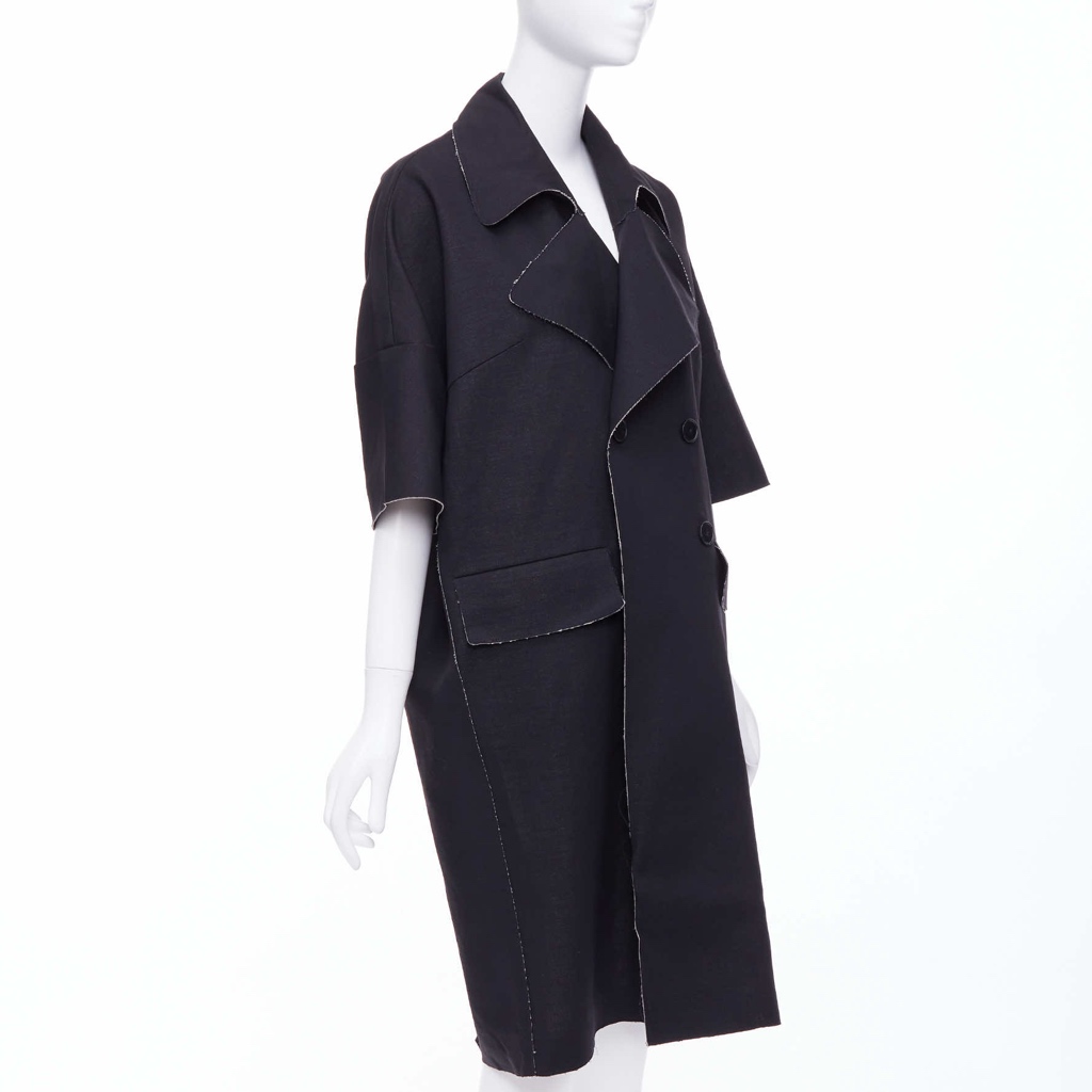 Marni Black Frayed Long Coat - Image 6