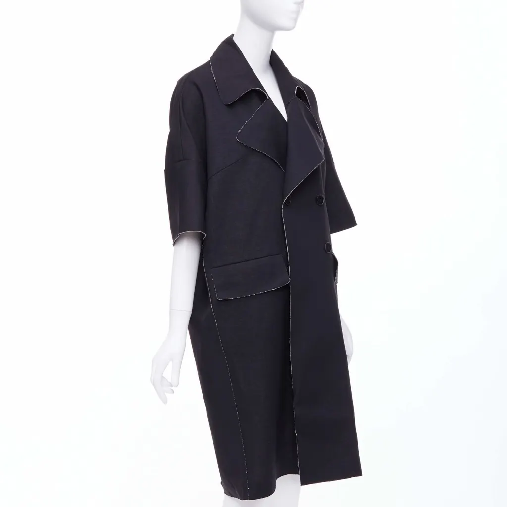 Marni Black Frayed Long Coat Black Wool Never worn - Inside View
