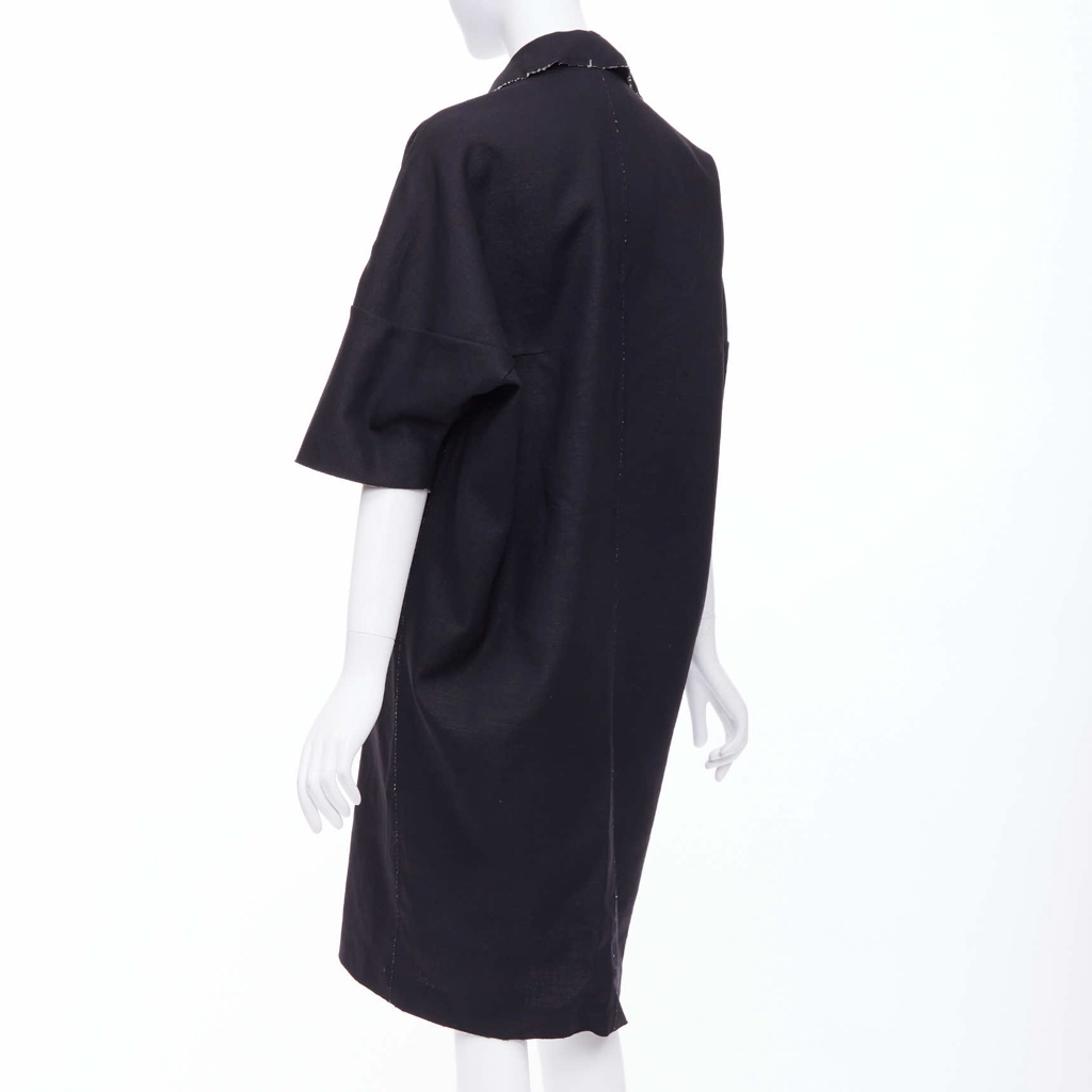 Marni Black Frayed Long Coat - Detail 1