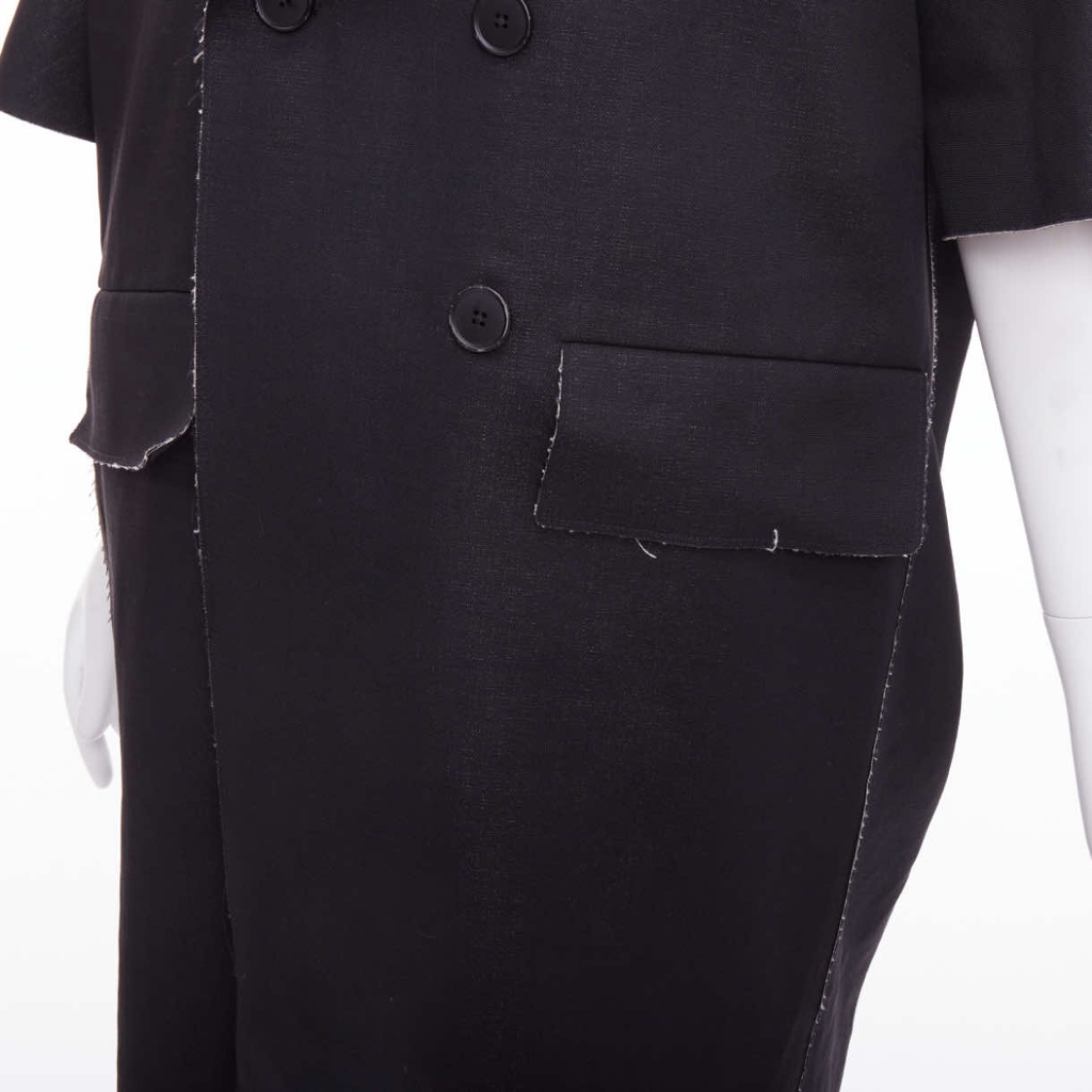 Marni Black Frayed Long Coat - Detail 2