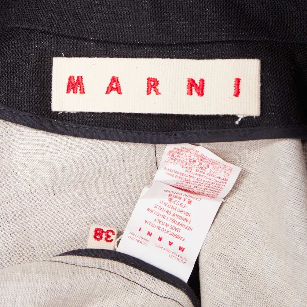 Marni Black Frayed Long Coat - Image 10