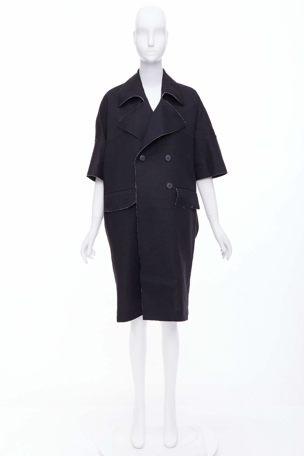 Marni Black Frayed Long Coat - Image 11