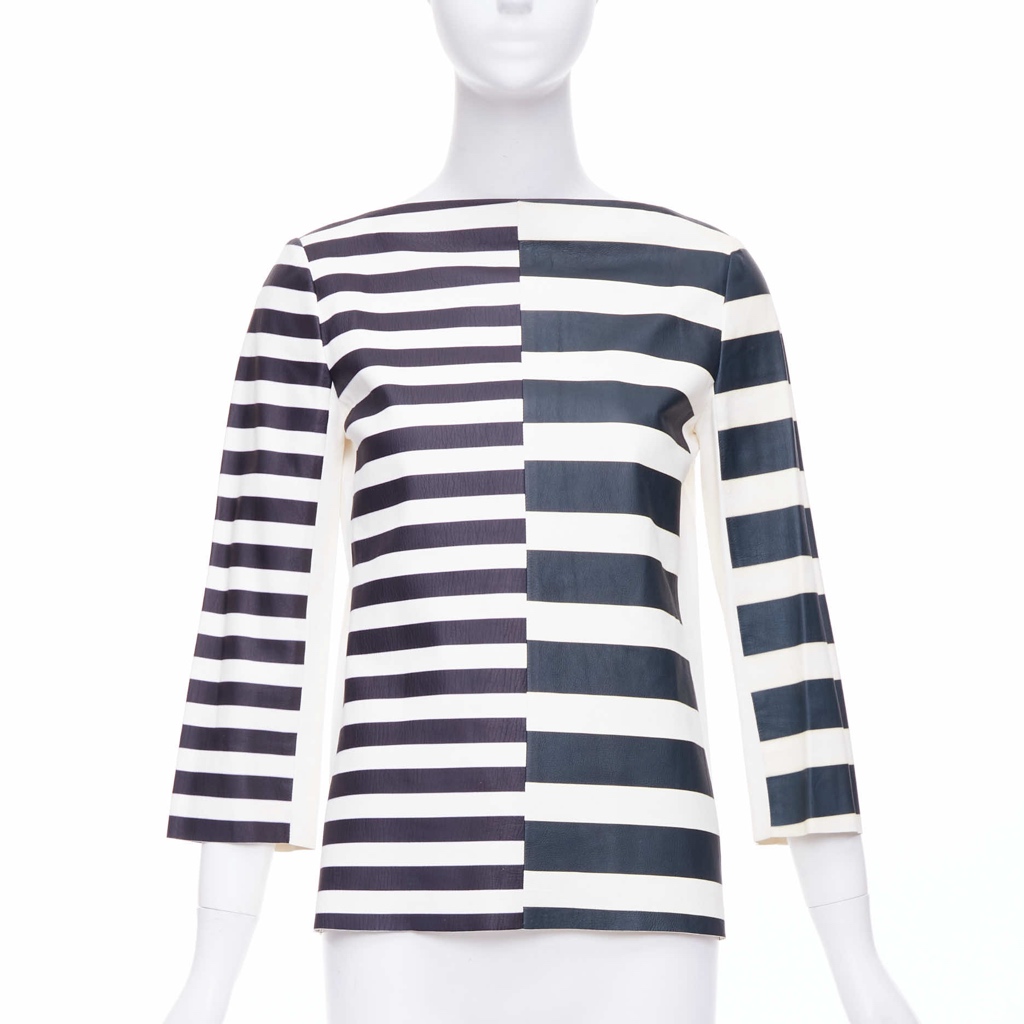 Celine Striped Leather Top - Image 6