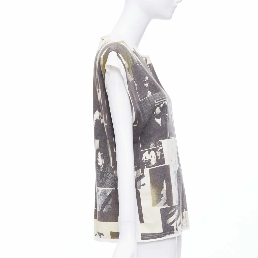 Balenciaga Photo Print Top Grey Cotton Never worn - Model View