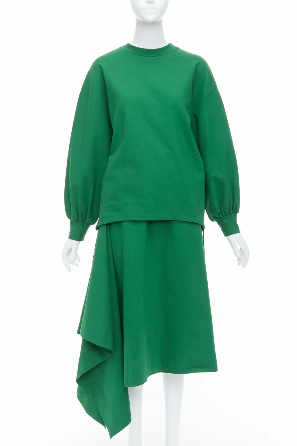 Hyke Pullover Skirt Set Green Cotton Very good - Front View
