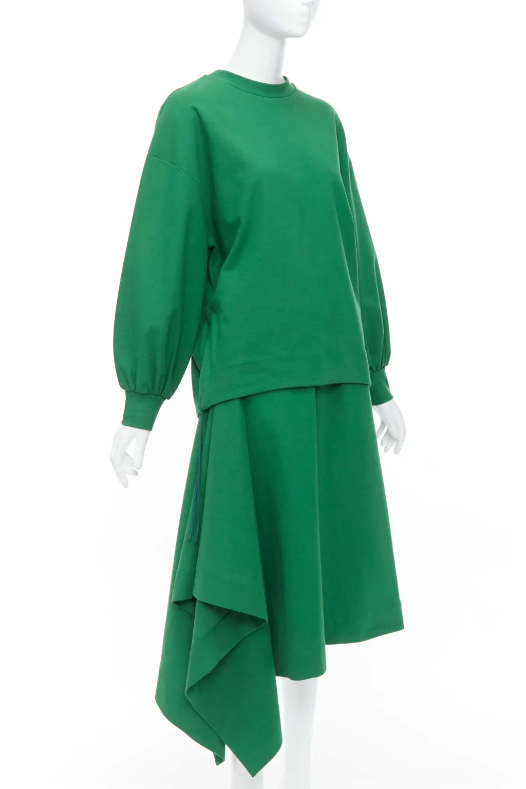 Hyke Pullover Skirt Set Green Cotton Very good - Back View
