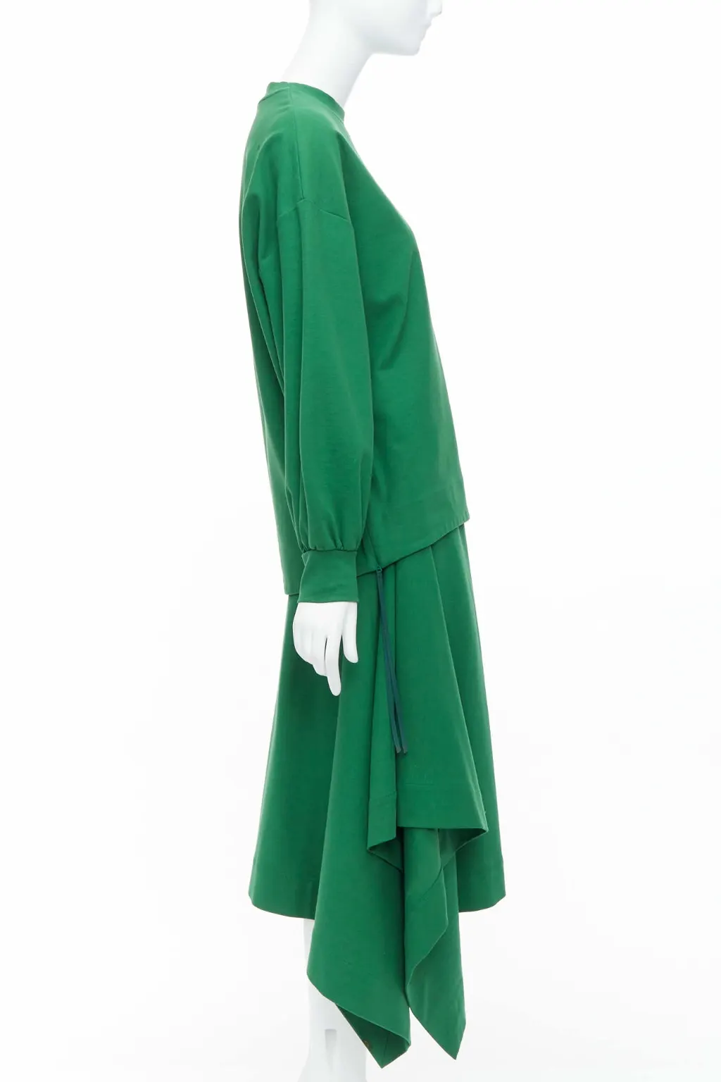 Hyke Pullover Skirt Set Green Cotton Very good - Inside View