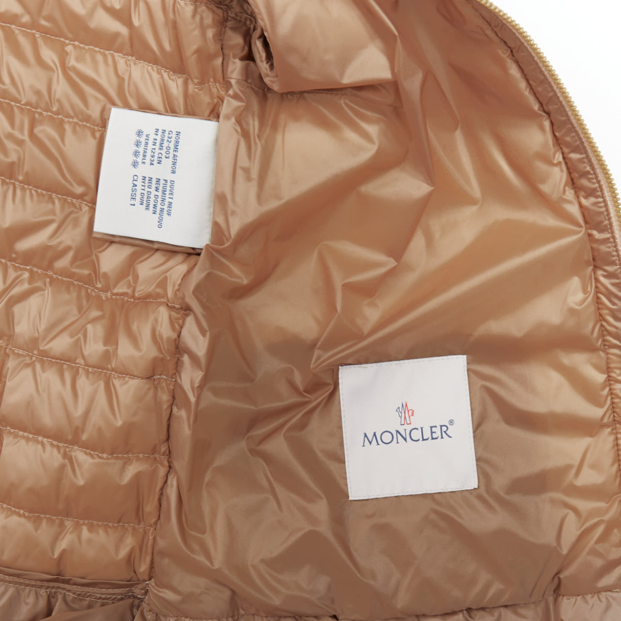 Moncler Beige Leather Padded Puffer - Image 11