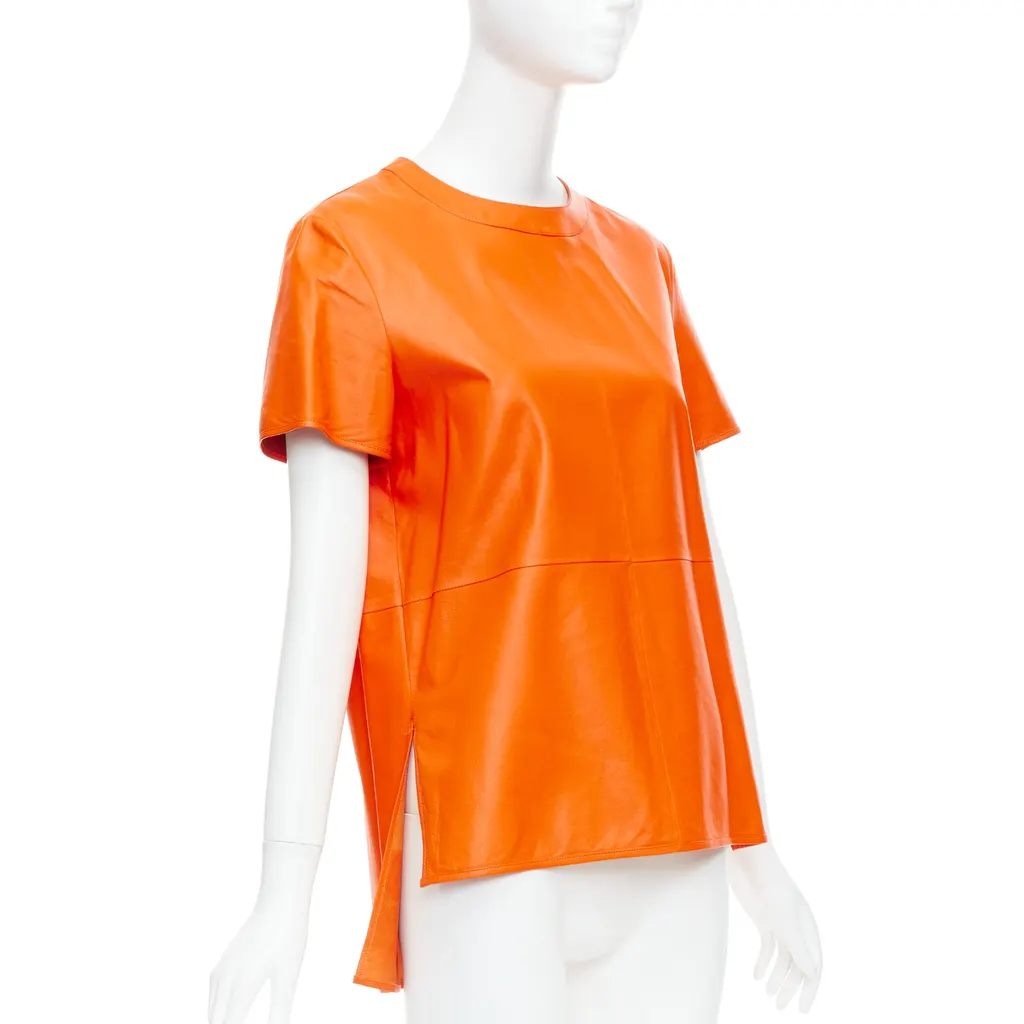 Givenchy Leather Hi-Low Shirt Orange Leather Never worn - Front View