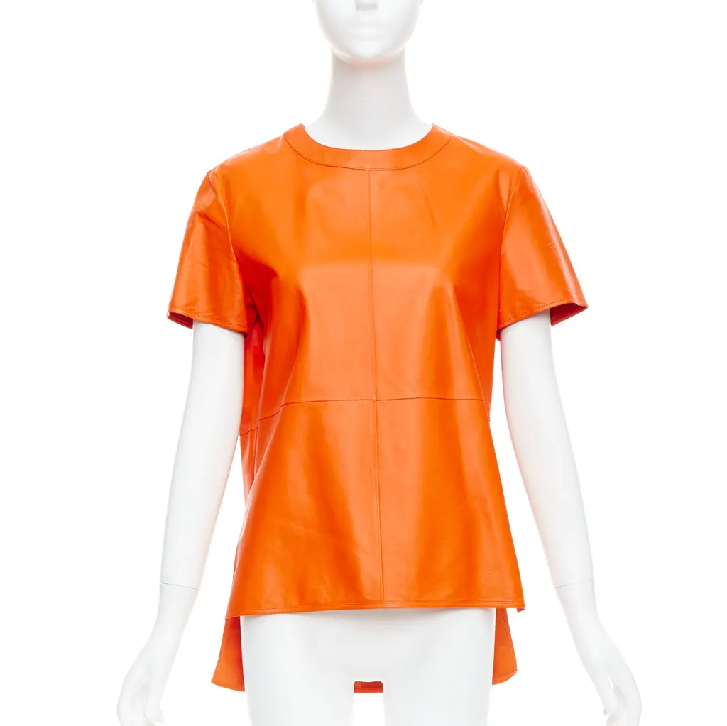 Givenchy Leather Hi-Low Shirt Orange Leather Never worn - Inside View