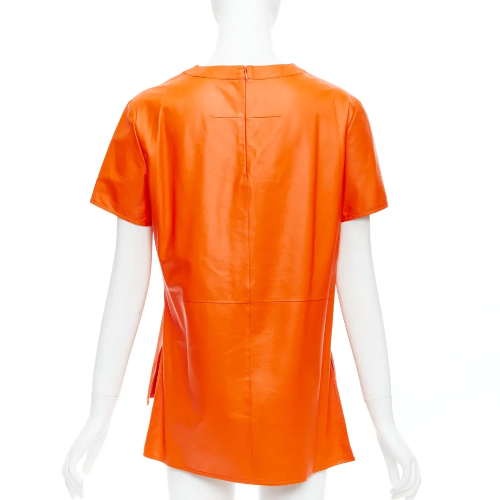 Givenchy Leather Hi-Low Shirt Orange Leather Never worn - Box View