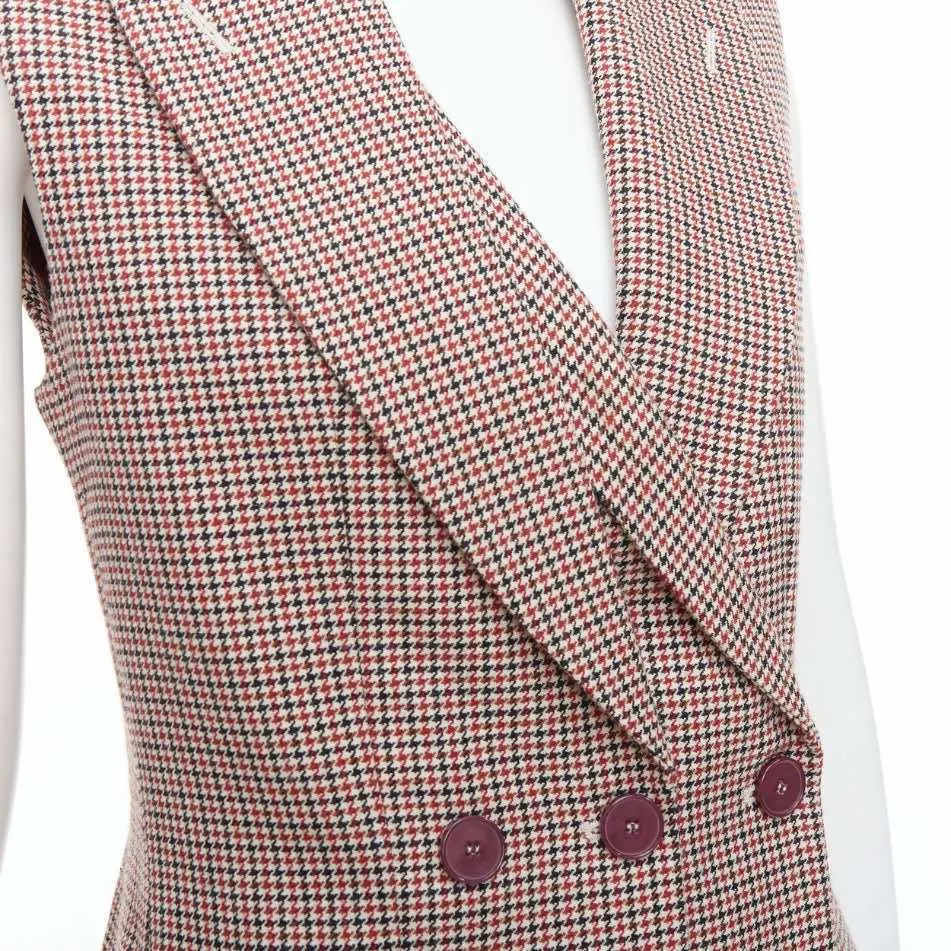 Stella McCartney Houndstooth Blazer Dress Burgundy Wool Very good - Back View