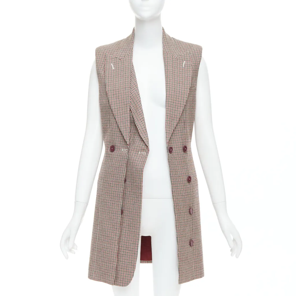 Stella McCartney Houndstooth Blazer Dress Burgundy Wool Very good - Inside View
