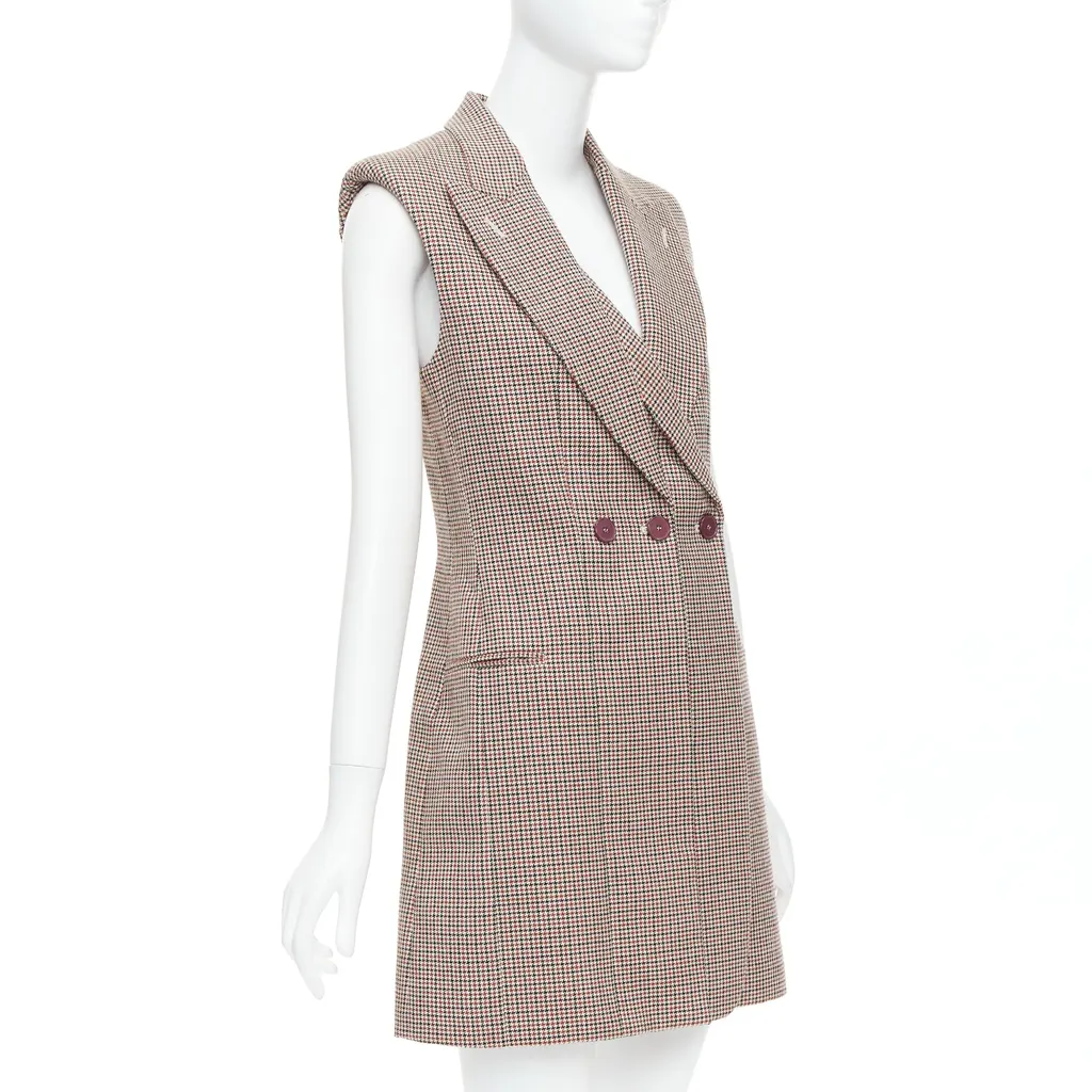 Stella McCartney Houndstooth Blazer Dress Burgundy Wool Very good - Model View