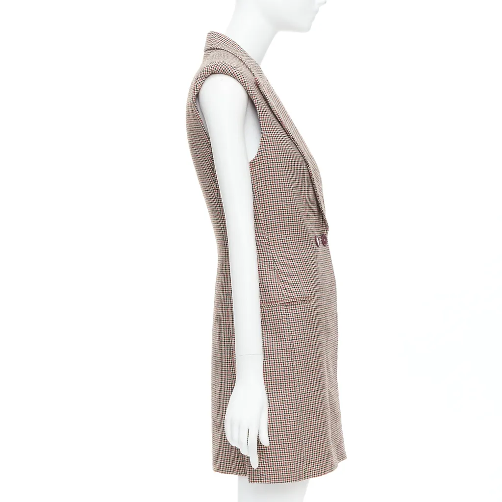 Stella McCartney Houndstooth Blazer Dress Burgundy Wool Very good - Box View