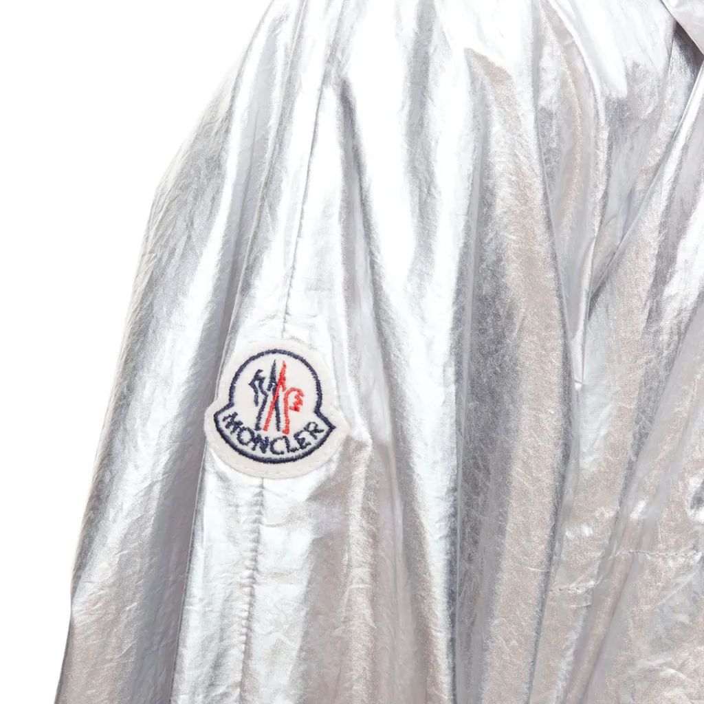 Moncler Silver Hooded Windbreaker Silver Cotton Never worn - Back View