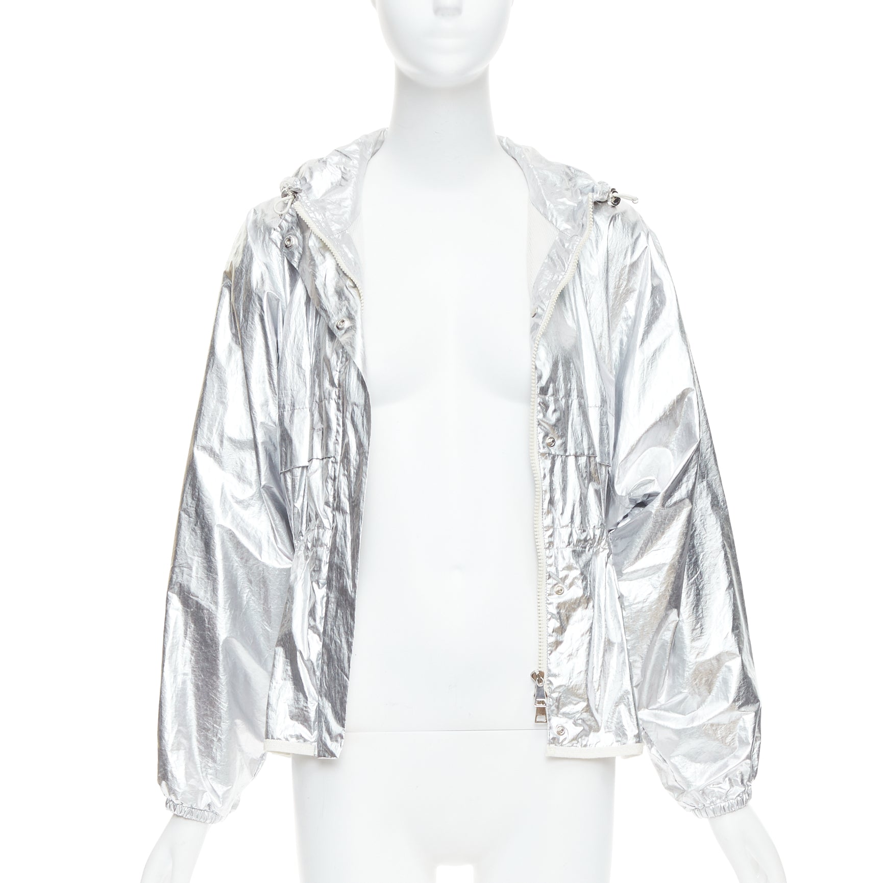 Moncler Silver Hooded Windbreaker - Image 6