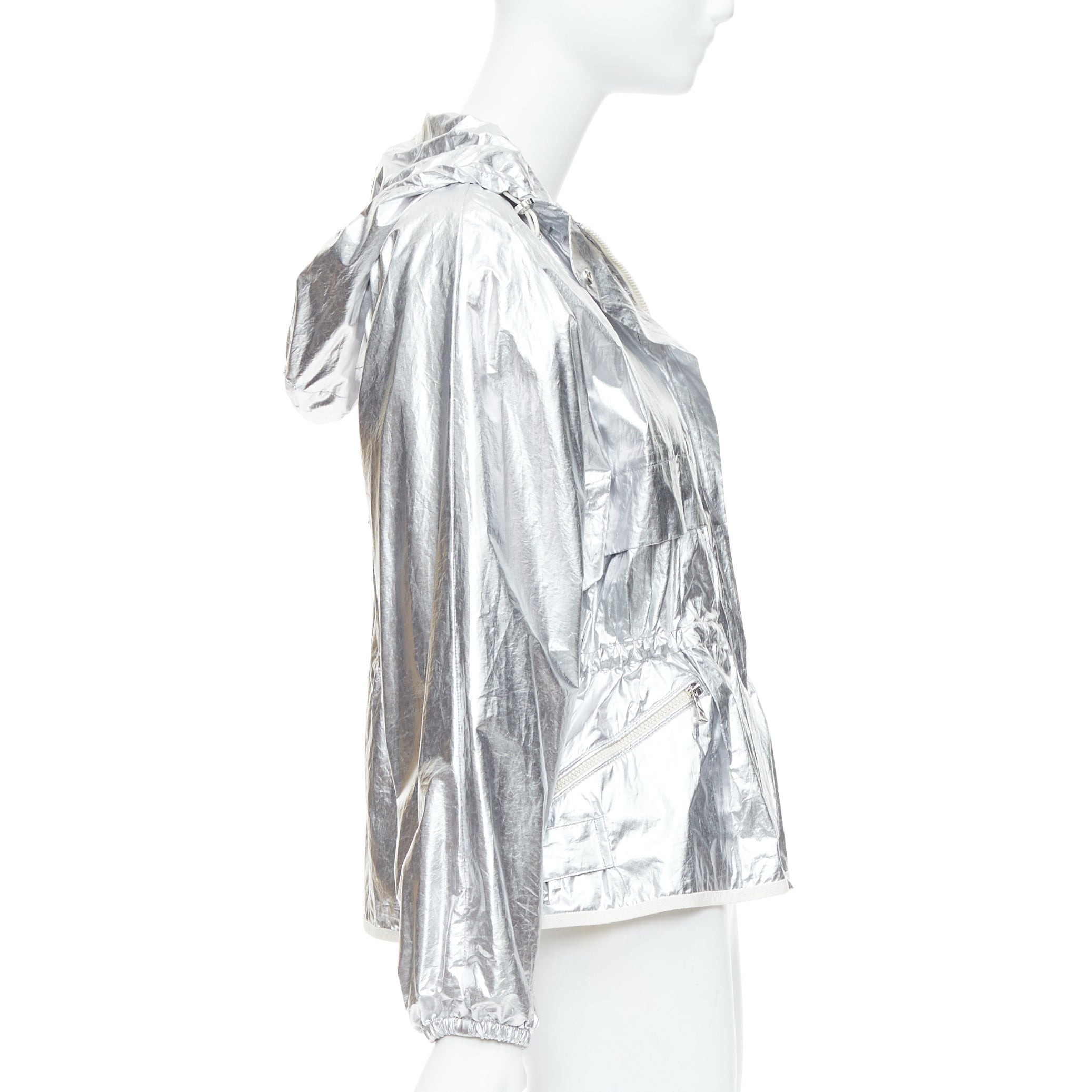 Moncler Silver Hooded Windbreaker - Side view