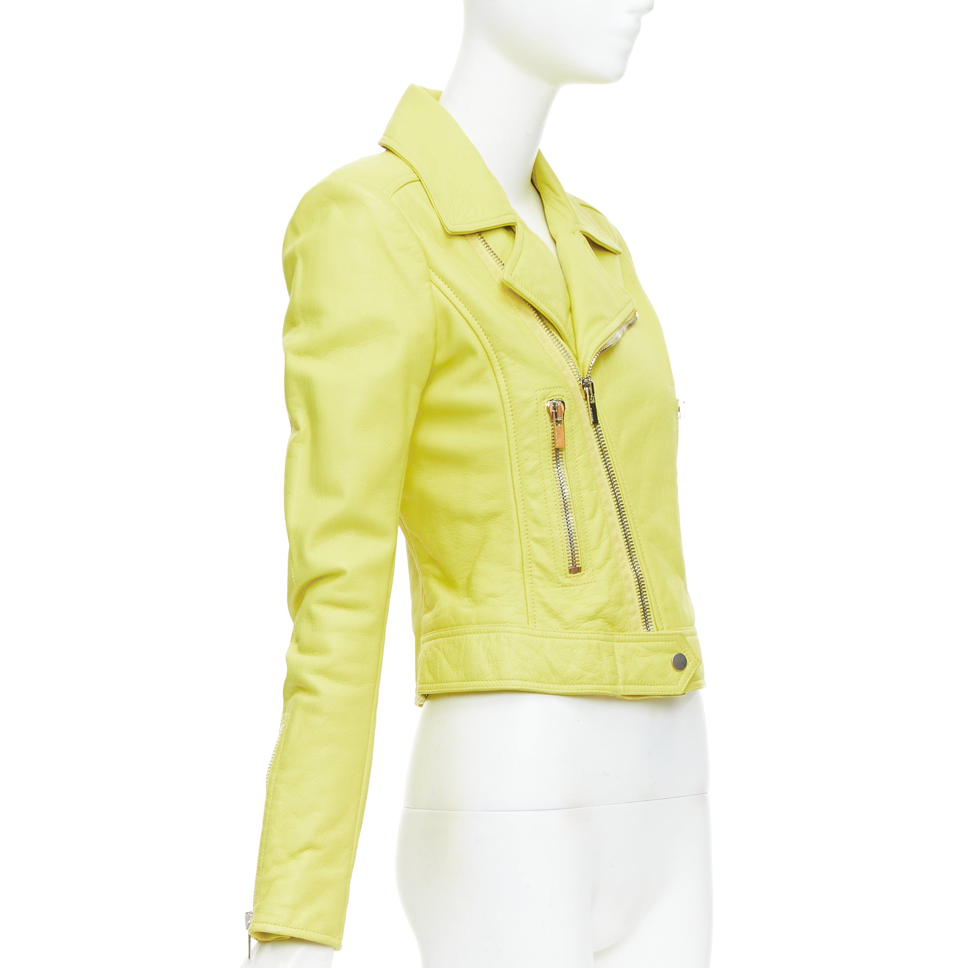Balenciaga Yellow Crop Biker - 4