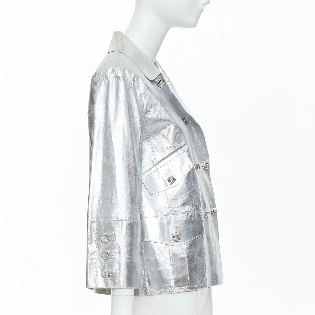 Louis Vuitton Crystal Button Jacket Silver Leather Good - Box View