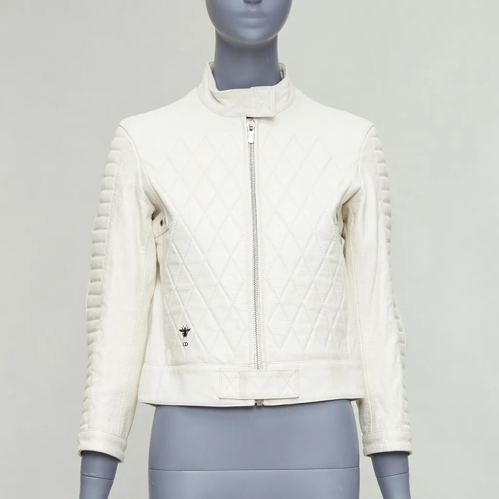 Dior Bee Quilted Jacket Ecru Leather Good - Inside View